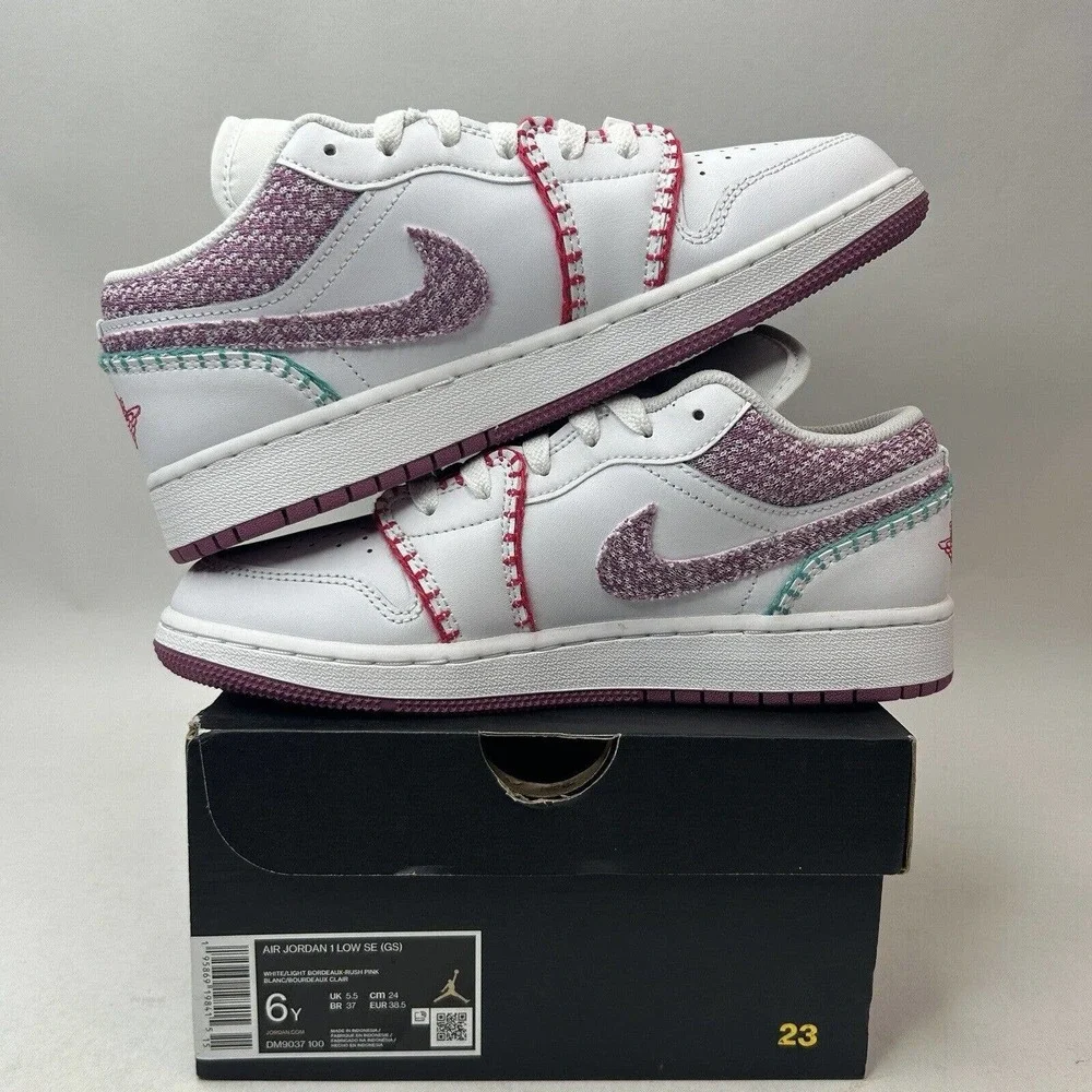 Nike Shoes Air Jordan 1 Retro Low GS SE “Knit/Light Bordeaux” 2023 - Picture 3 of 5
